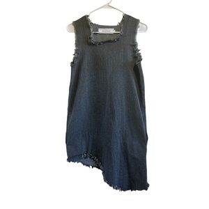 Marques' Almeida Neck Knee-Length Dress Size Small Denim Dress Asymmetrical